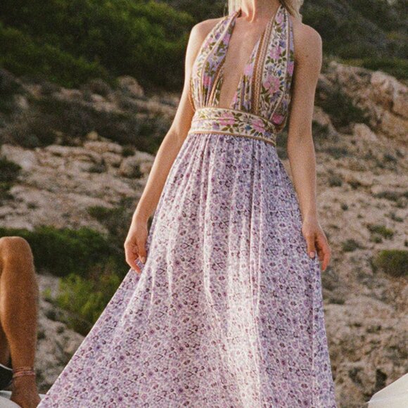 Spell Sienna Halter Maxi Dress Boho Floral NWT sz XXL - Picture 1 of 6